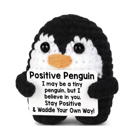 Positive Penguin Plush – Motivational Message Amigurumi Gift & Desk Decor - Picture 6 of 6